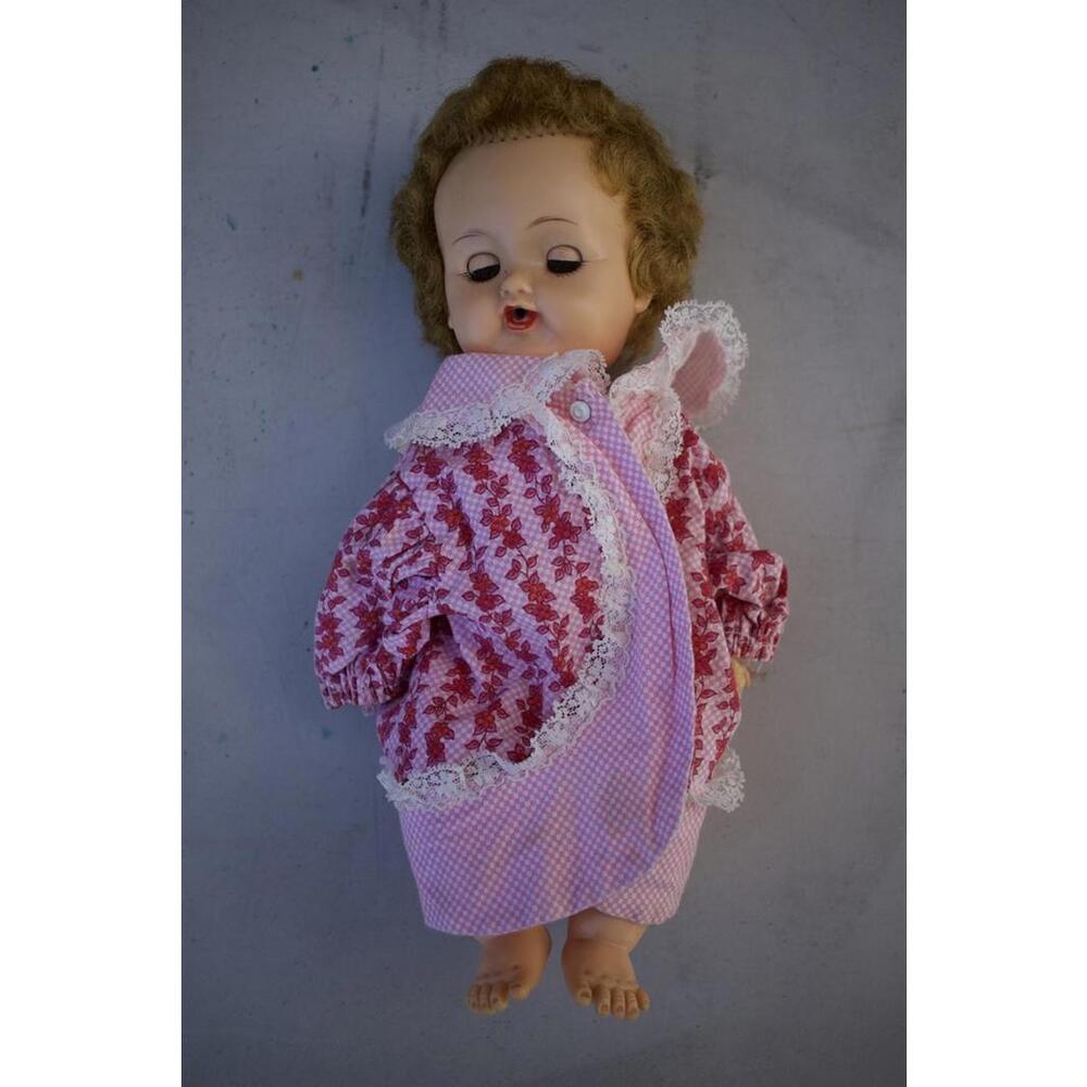Vintage Ideal Doll with Pink and Red Coat
